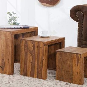 Drevený konferenčný stolík Madeira - set 3 ks »