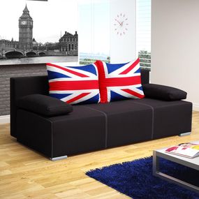 Pohovka trojsedačka Antero (čierna + vlajka UK)