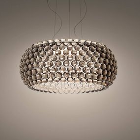 Foscarini Caboche Plus Grande závesná stmieva sivá, Obývacia izba / jedáleň, ručne fúkané opálové sklo, plast PMMA, oceľ, hliník, 28W, K: 28cm