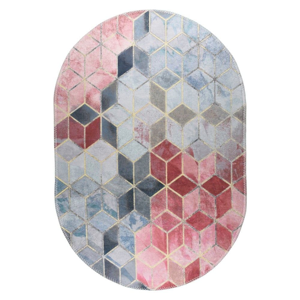 Ružovo-svetlosivý umývateľný koberec 120x180 cm – Vitaus