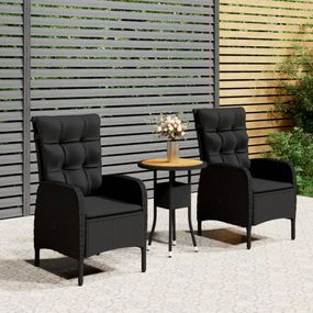 Záhradný bistro set 3 ks Dekorhome Čierna / akácia