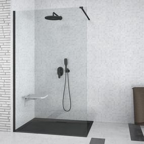 HOPA - Walk-in sprchovací kút AVEO BLACK - Farba rámu zásteny - Hliník čierny, Pevná stena - Bez pevnej steny, Rozmer A - 110 cm, Rozmer C - 195 cm, Výplň - Číre bezpečnostné sklo - 8 mm BCAVEO110BL