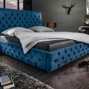 LuxD Dizajnová posteľ Laney 180x200 cm tmavomodrý zamat