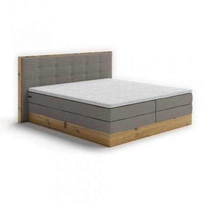 Posteľ Boxspring Frederic 180x200,sivá,dub, vr. matraca a topperu