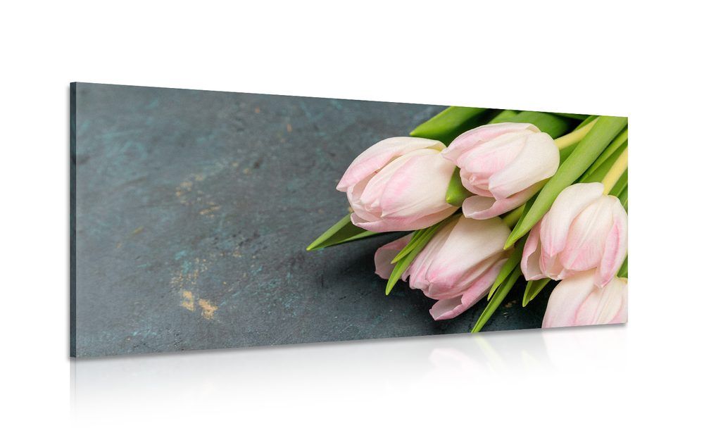 Obraz pastelovo ružové tulipány - 120x60