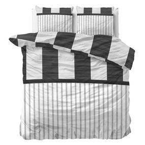 DomTextilu Moderné biele posteľné obliečky s antracitovými pruhmi 200 x 220 cm 36975