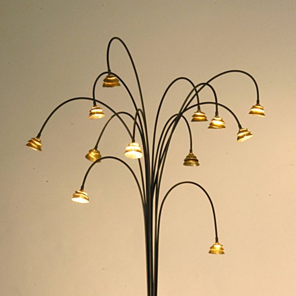Holländer Stojaca LED lampa Fontaine hnedá-zlatá, Obývacia izba / jedáleň, kov, G4, 1.5W, K: 188cm