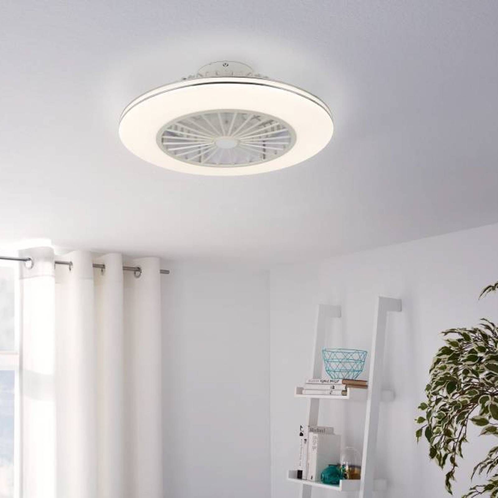 EGLO Lovisca stropné LED svetlo s ventilátorom, Obývacia izba / jedáleň, ABS, akryl, 37.8W, K: 20cm