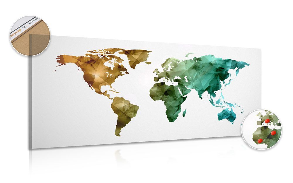 Obraz na korku farebná polygonálna mapa sveta - 120x60