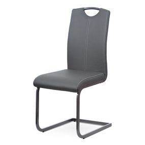 Autronic -  Jedálenská stolička DCL-613 GREY, poťah sivá ekokoža, podnož šedý lak