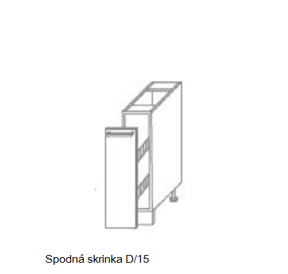 ArtExt Kuchynská linka Quantum Kuchyňa: Spodná skrinka D/15 / (ŠxVxH) 15 x 82 x 50 cm