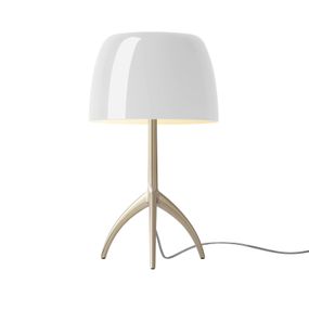 Foscarini Lumiere piccola krémová/biela stmieva, Obývacia izba / jedáleň, ručne fúkané sklo, hliník, E14, 6.5W, K: 35cm