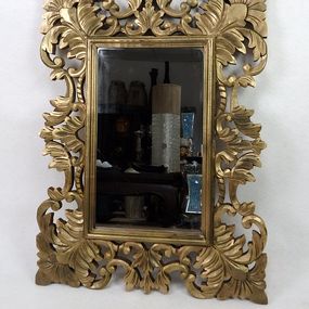 Zrkadlo SECRET, zlaté matné, drevo, 80x60, ručná práca, Indonézia