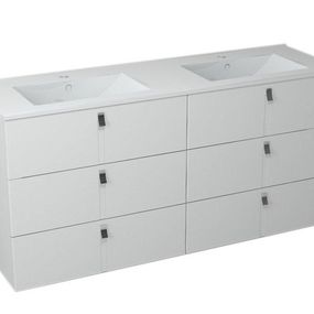 SAPHO - MITRA umývadlová skrinka vr. umývadlá, 3 zásuvky, 150x70x46 cm, biela 2XMT0811601-150