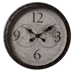 Estila Rustikálne dizajnové nástenné hodiny Nomad s čiernym rámom 50cm