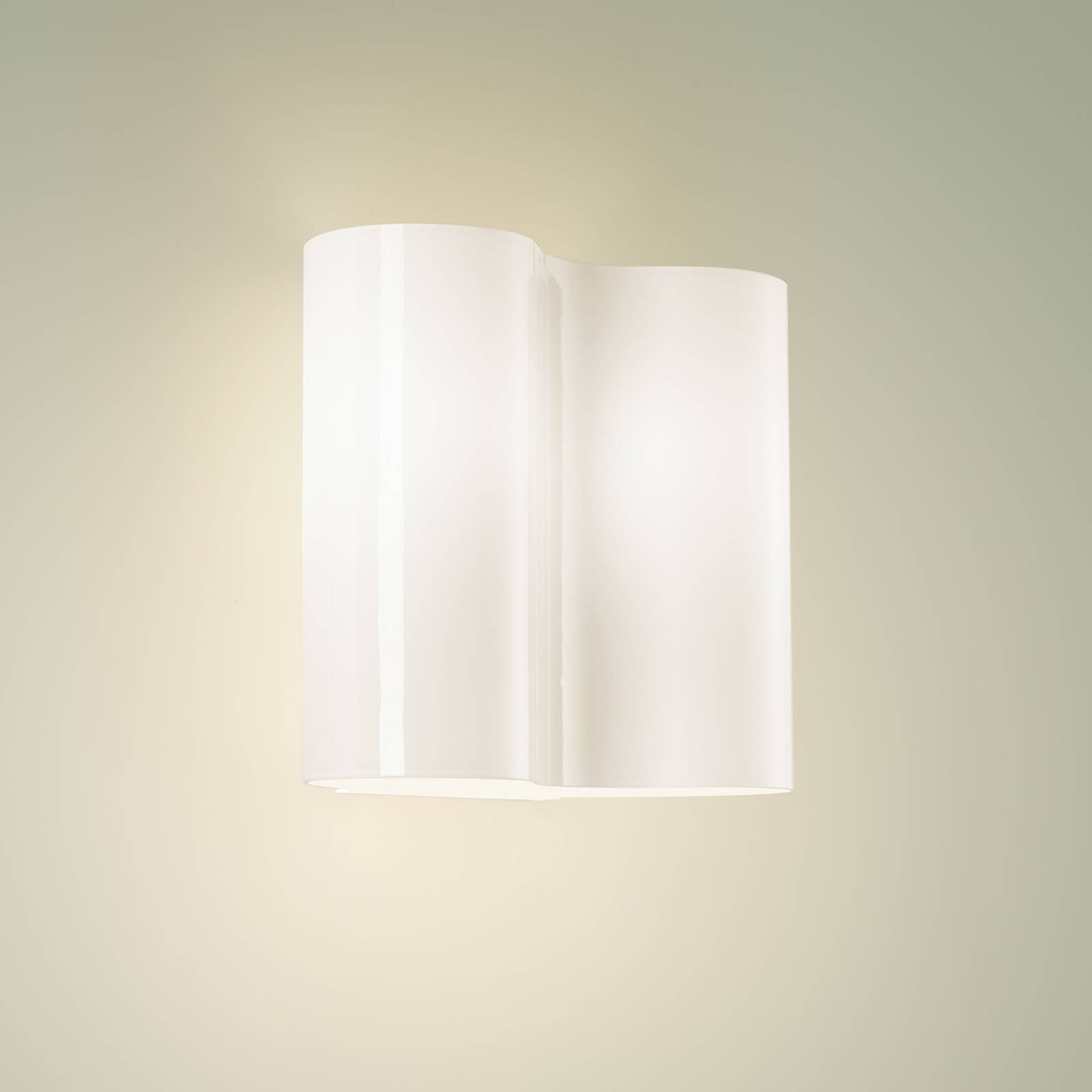 Foscarini Double nástenné svetlo zo skla, biela, Obývacia izba / jedáleň, ručne fúkané sklo, lakovaný kov, E27, 100W, L: 26 cm, K: 24cm