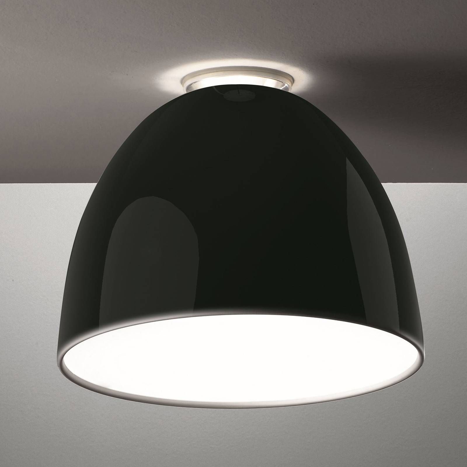 Artemide Nur Mini Gloss stropné svietidlo, čierna, Obývacia izba / jedáleň, hliník, polykarbonát, E27, 150W, K: 28cm