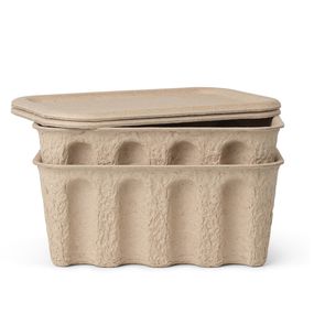 ferm LIVING Úložný box s vekom Paper Pulp Small - set 2 ks