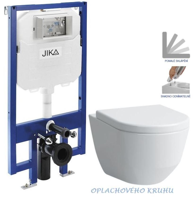 JIKA predstenový inštalačný 8 cm systém bez tlačidla + WC LAUFEN PRO RIMLESS + SEDADLO H894652 X LP1