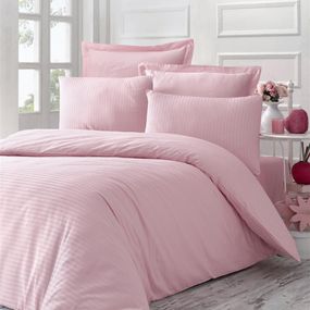 Obliečky damaškové ružové TiaHome - 1x Vankúš 90x70cm, 1x Paplón 140x200cm