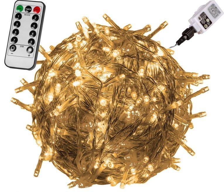 VOLTRONIC Vianočná reťaz 60 m, 600 LED, teplá biela, ovládač