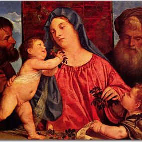 Tizian Reprodukcie - Madonna of the Cherries zs10439