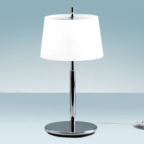 Fontana Arte Passion – stolná lampa 31 cm, Obývacia izba / jedáleň, pochrómovaná mosadz, satinované sklo, E27, 150W, K: 60cm