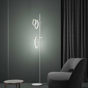 Marchetti Stojaca LED lampa Ulaop, tri kruhy, biela, Obývacia izba / jedáleň, kov, plexisklo, K: 180cm