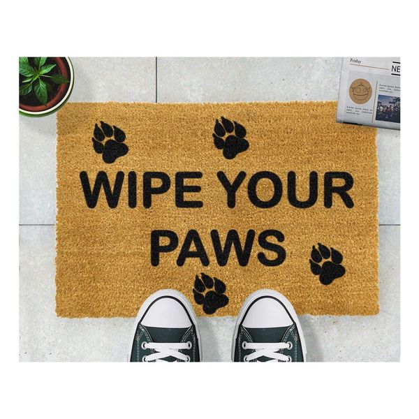 Rohožka z prírodného kokosového vlákna Artsy Doormats Wipe Your Paws, 40 x 60 cm