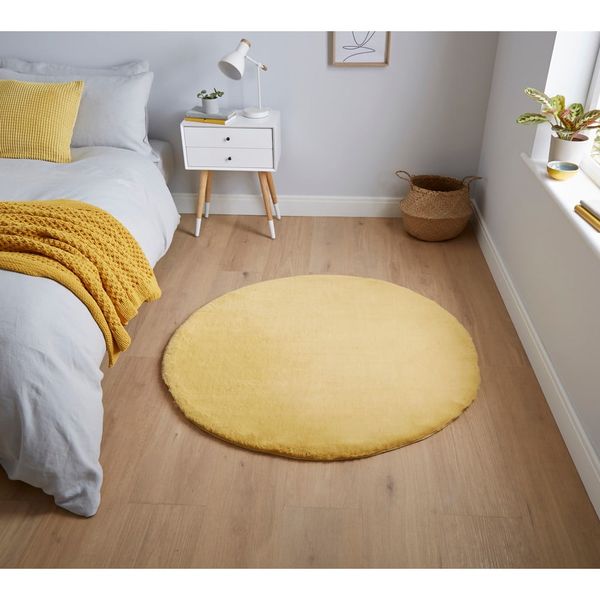 Žltý koberec Think Rugs Teddy, ⌀ 120 cm