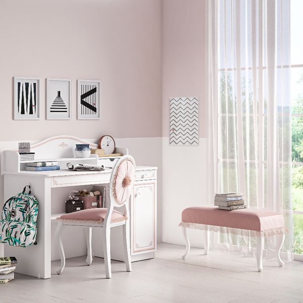 Malý nadstavec nad písací stôl betty - biela/ružová