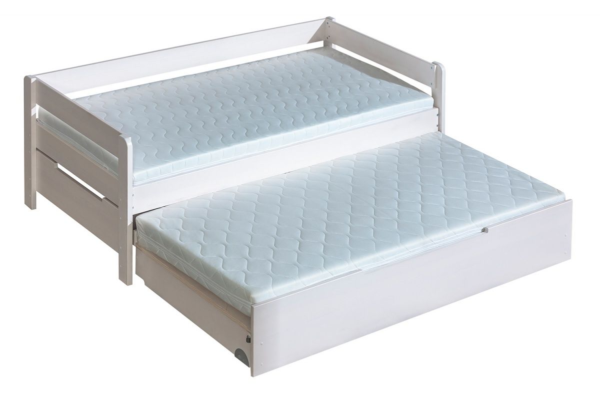 Detská posteľ z masívu 90x200cm tibor s prístelkou - borovica - biela