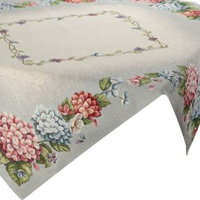 DomTextilu Béžový gobelínový obrus s tkaným vzorom farebných kvetov 68676-244387 Béžová
