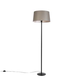 Čierna stojaca lampa s ľanovým tienidlom taupe 45 cm - Simplo
