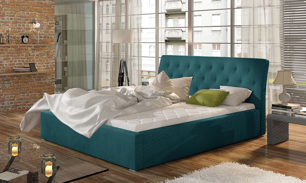 Čalúnená manželská posteľ s roštom Monzo 160 - tyrkysová
