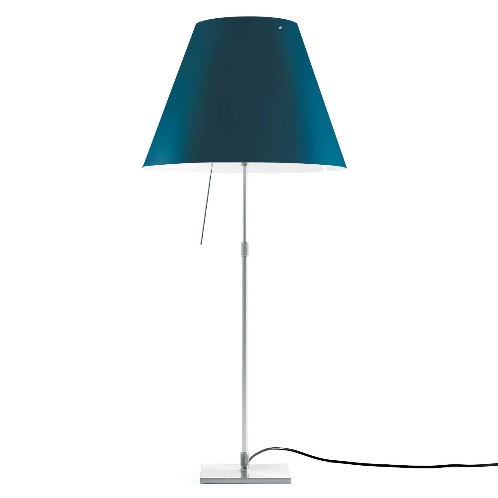 Luceplan Costanza stolová lampa D13i hliník/modrá, Obývacia izba / jedáleň, hliník, polykarbonát, E27, 140W, K: 110cm