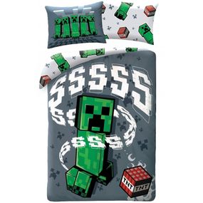 Halantex · Bavlnené posteľné obliečky Minecraft - motív Creeper - 100% bavlna - 70 x 90 cm + 140 x 200 cm