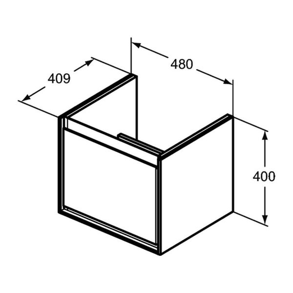 Ideal Standard Connect Air- Skrinka pod umývadlo CUBE 55cm, 1 zásuvka, Dekor šedý dub + matný biely lak E0844PS