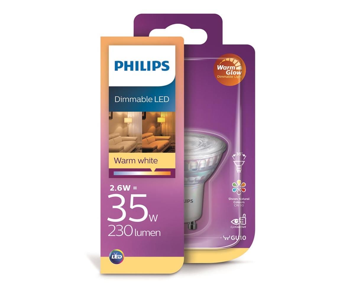 LED Stmievateľná žiarovka Philips Warm Glow GU10/2,6W/230V 2200K-2700K