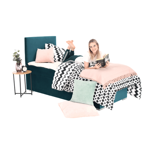 Boxspringová posteľ, jednolôžko, zelená, 90x200, pravá, SAFRA