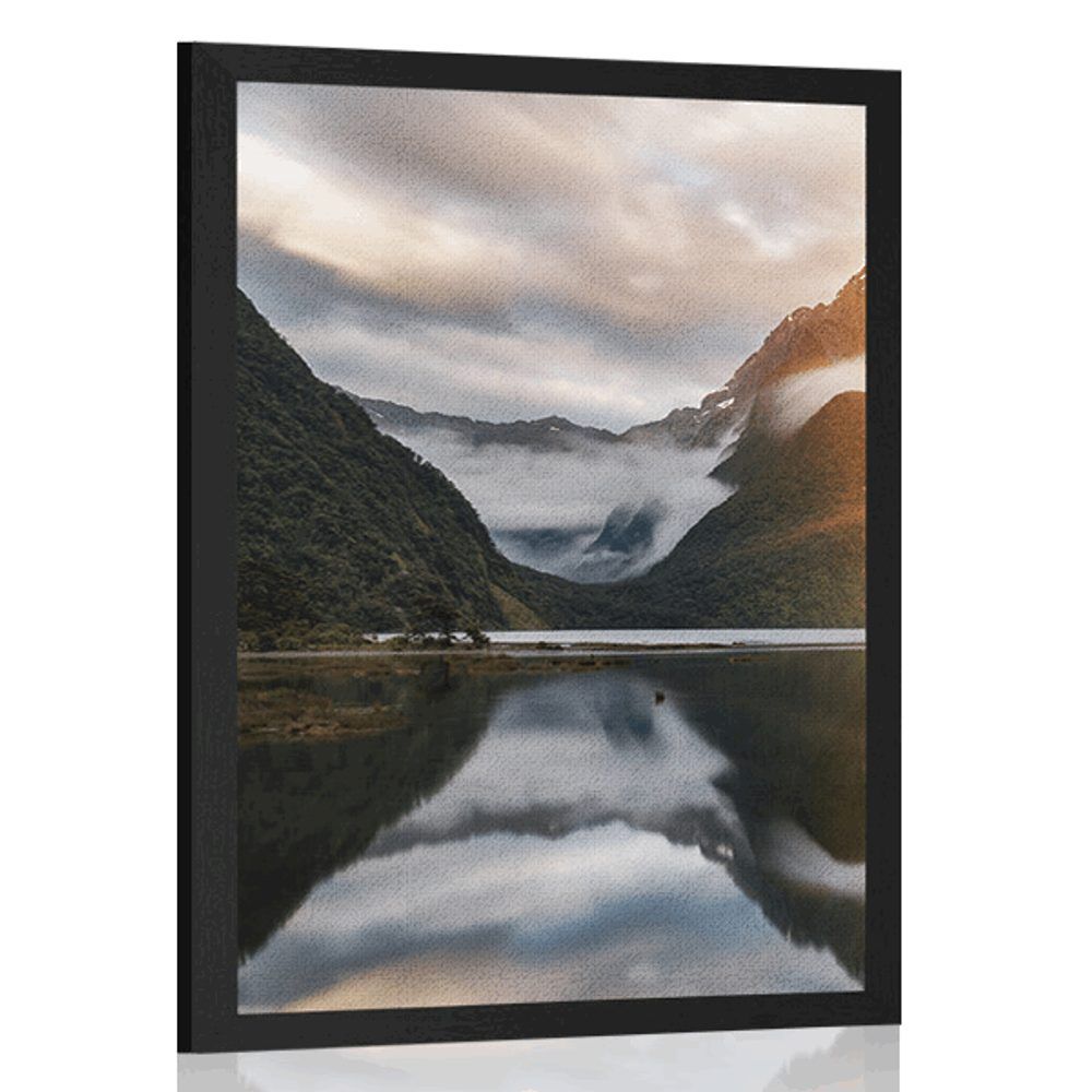 Plagát Milford Sound pri východe slnka - 60x90 black