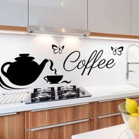 DomTextilu Nálepka na stenu do kuchyne pre milovníkov kávy 80 x 160 cm
