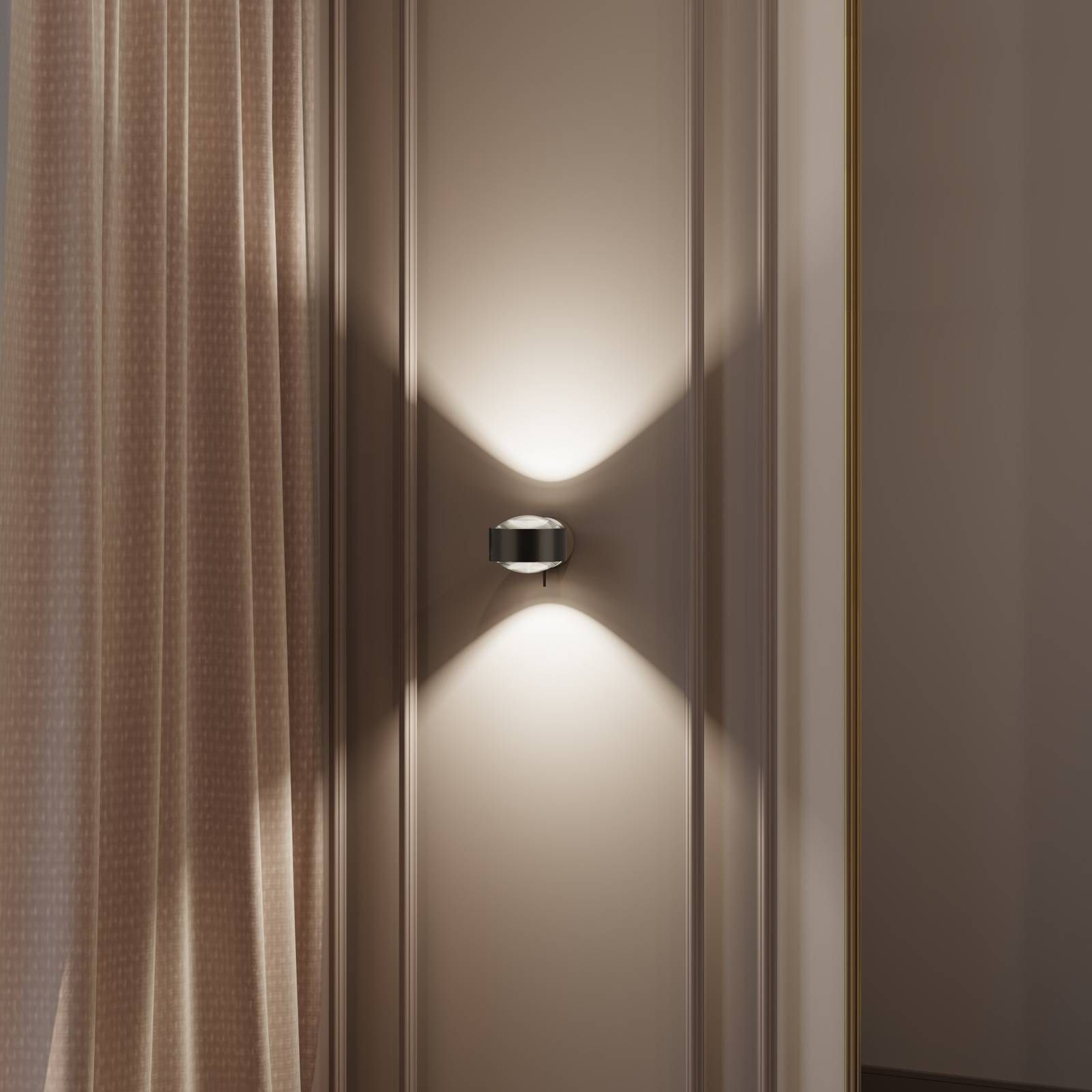 Top Light Puk! 120 Wall LED svetlá šošovky číre hnedá/chróm, Obývacia izba / jedáleň, hliníkový zinok, sklo, 10W, L: 12 cm