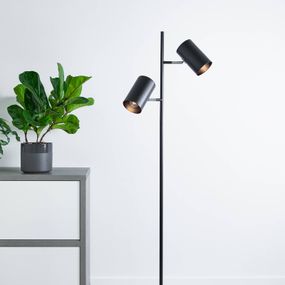 Markslöjd Stojacia lampa Twin v čiernej, 2-plameňová, kov, Obývacia izba / jedáleň, kov, E14, 40W, L: 32 cm, K: 144cm