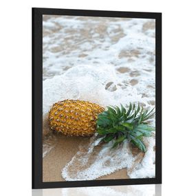 Plagát ananás vo vlne oceánu - 30x45 black