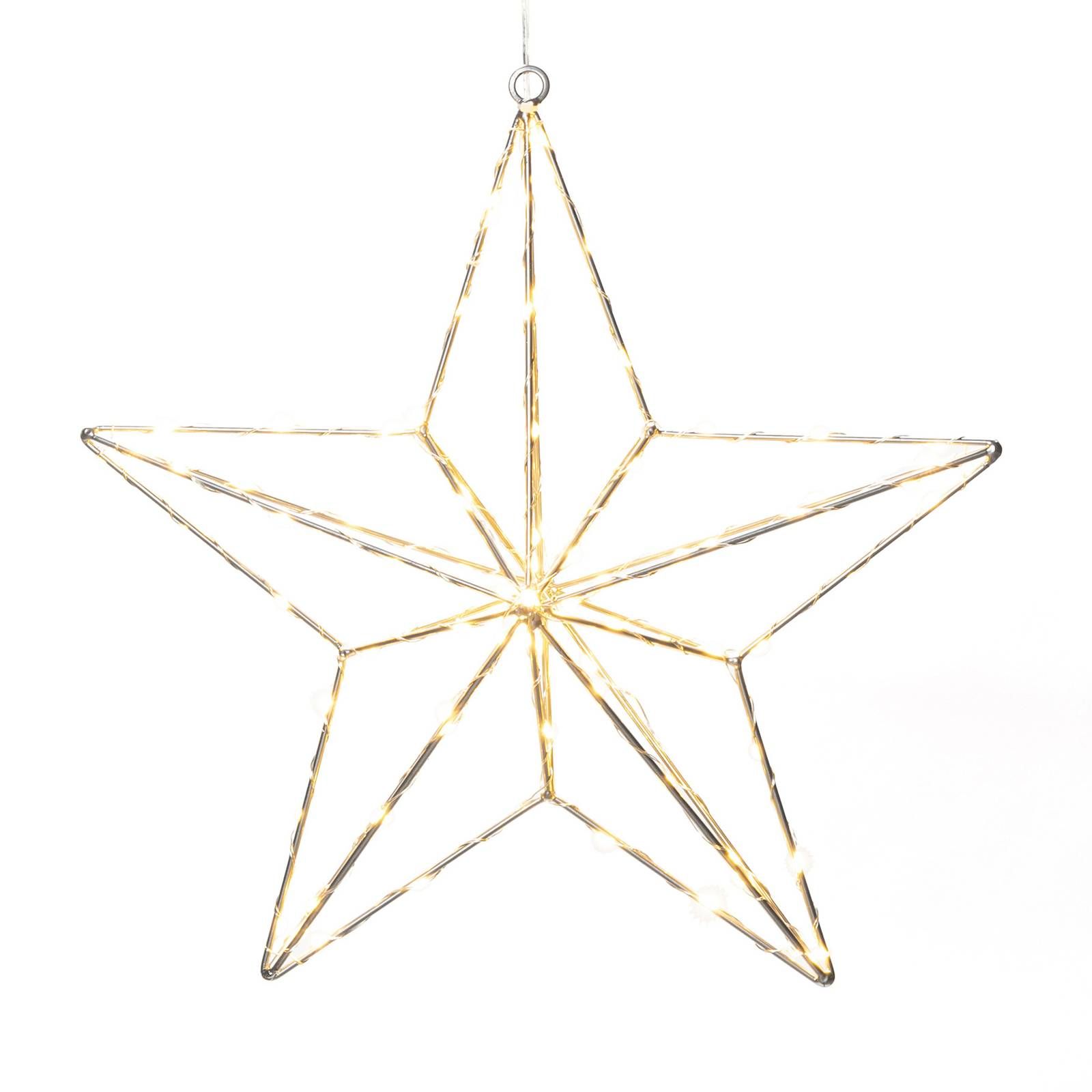 Konstsmide Christmas LED dekoratívne svetlo strieborná hviezda 37x36 cm, kov, Energialuokka: G, P: 37 cm, L: 7 cm, K: 36cm
