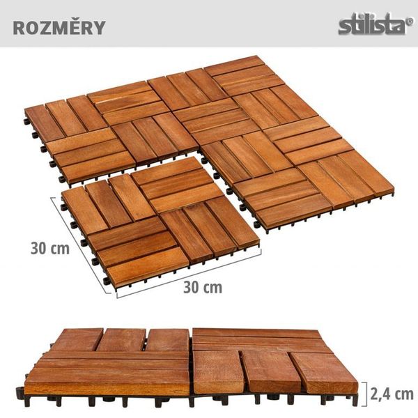 STILISTA drevené dlaždice, klasik, agát, 5 m², 55 ks