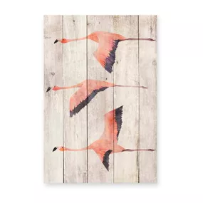 Nástenná dekorácia z borovicového dreva Madre Selva Flying Flamingo, 60 × 40 cm