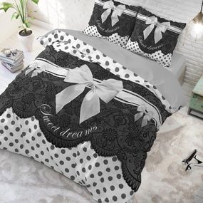 DomTextilu Romantické posteľné obliečky s mašlou 140 x 200 cm v neutrálnej sivej farbe  Sivá 41115