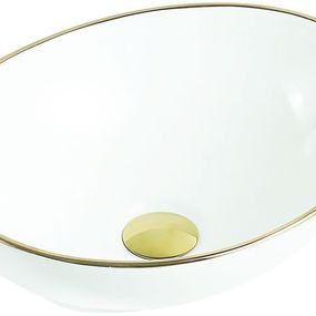 Keramické umývadlo na dosku MEXEN ELZA 40,5x33 cm bielo-zlaté